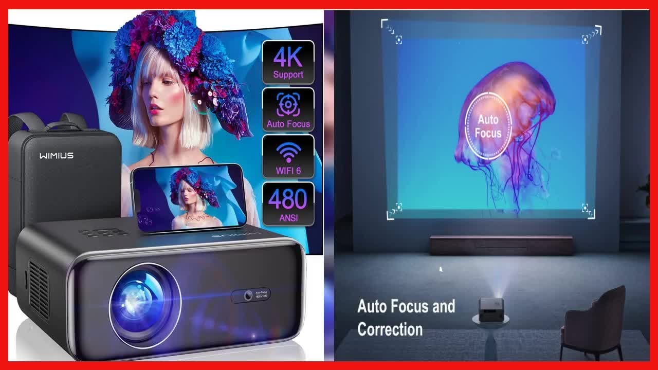 Auto Focus/Keystone】 Vidéoprojecteur 4K WiFi Bluetooth 20000