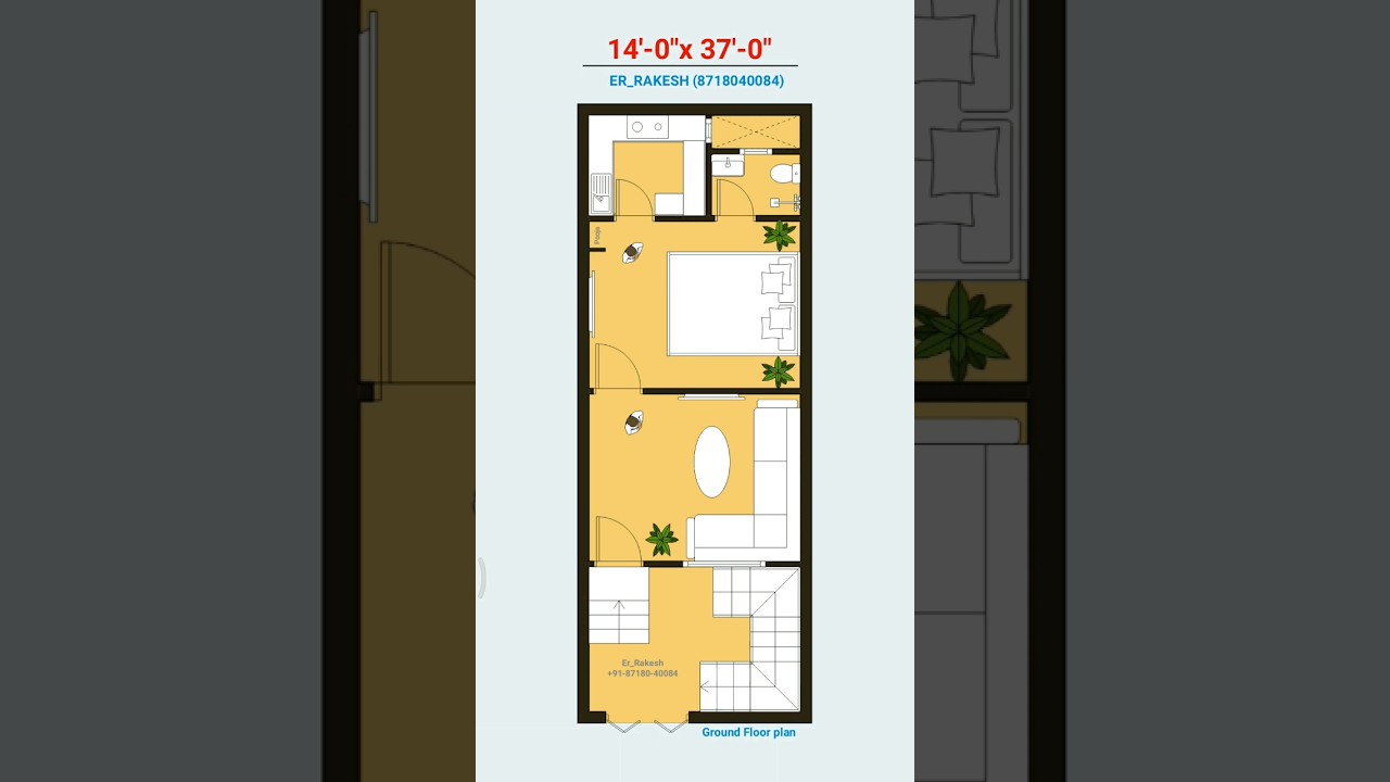 14x37 small house ground floor plan 