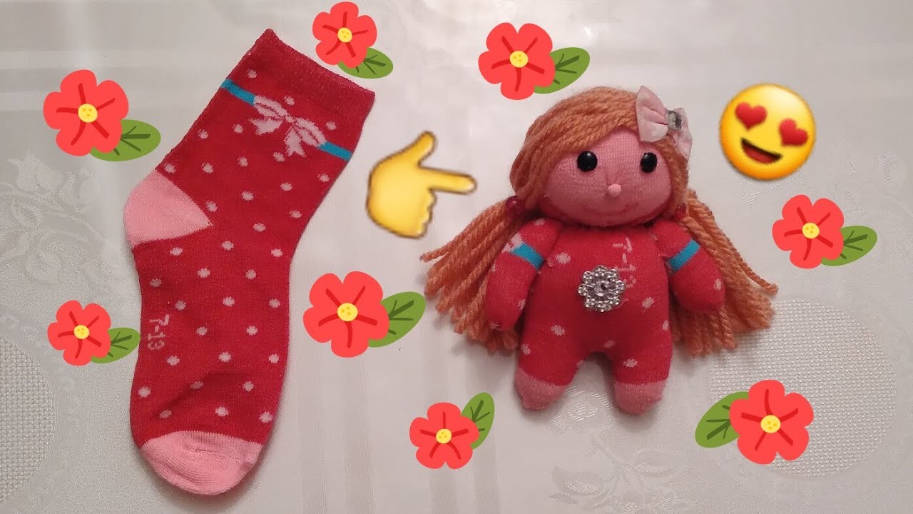 BIR ÇORAP TEKI ILE OYUNCAK BEBEK YAPIMI - MAKING A DOLL WITH A SOCK