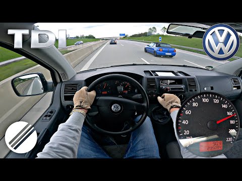 VW T5 1.9 TDI TRANSPORTER TOP SPEED DRIVE ON GERMAN AUTOBAHN 🏎