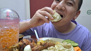 Eating chicken biriyani,pork momo,boil eggs,domestic and salad 🥗 ||Mukbang Eating Show||