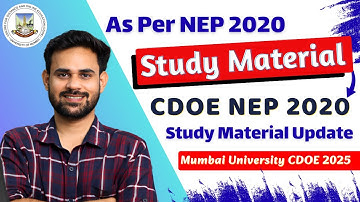 CDOE Admission & NEP 2020 Study Material 2025 | CDOE Mumbai University | FYBA, FYBCOM, MA, MCOM
