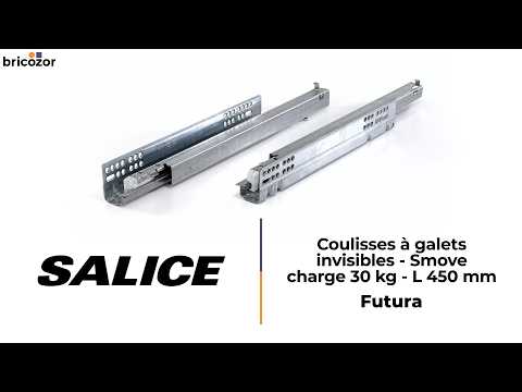 Coulisses à galets Futura - invisibles - Smove - charge 30 kg - L 450 mm