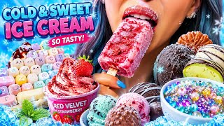 🍨Eating Colorful Ice Creams | Cold Sweet Chocolate, Strawberry & Red Velvet IceCream Mukbang ASMR 😍🍫
