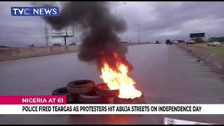 Police Fire Teargas As Protesters Hit Abuja Streets On Independence Day