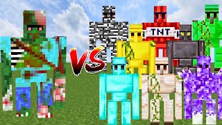 ZOMBIE VILLAGER GOLEM vs ALL GOLEMS | Minecraft Mob Battle