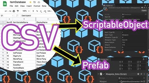 Spreadsheet CSV data to ScriptableObjects and Prefabs (no audio)