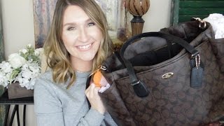 WHAT'S IN MY DIAPER BAGCOACH SIGNATURE PVC DIAPER BAG 