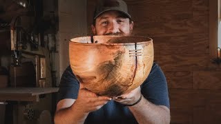 I Tried Using Leather To Fix This Cracked Wood Turned Bowl