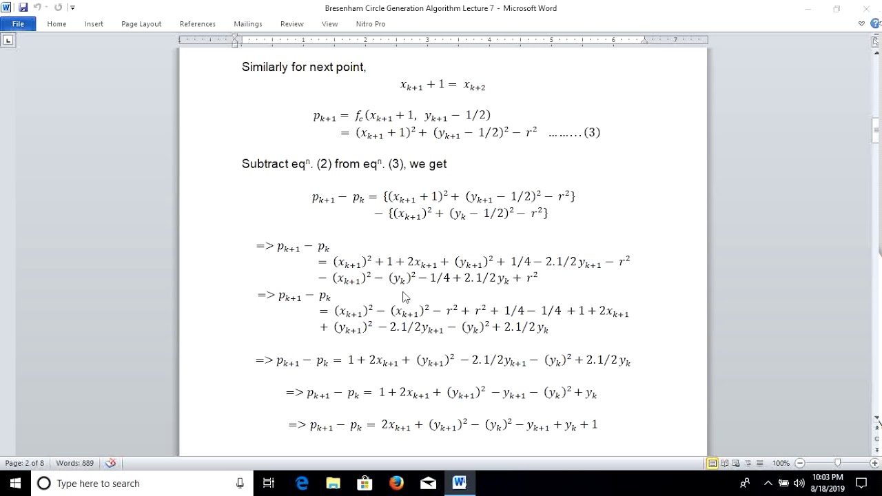 Bresenham Circle Generation Algorithm - YouTube