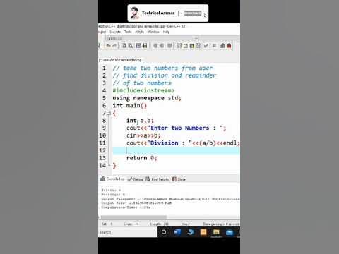 #19 C++ Program to Compute Quotient and Remainder | C++ Tutorials | C++ ...