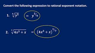 Rational Exponents, Radicals, Rationalization