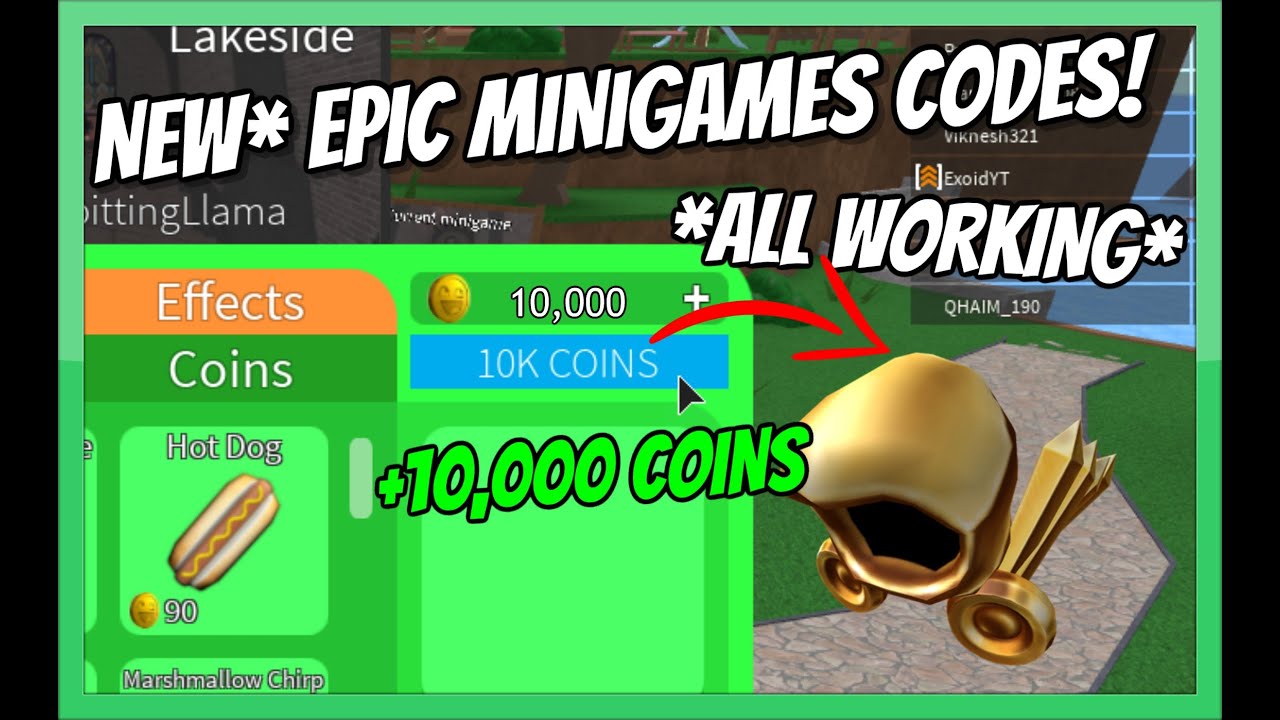 All New Epic Minigames Codes All Working 2020 Roblox Youtube