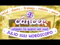 TAROT horóscopo ♋ CANCER JULIO 2022 🌹 amor 🌈 trabajo 💸 dinero ✏️ estudio 🌻salud