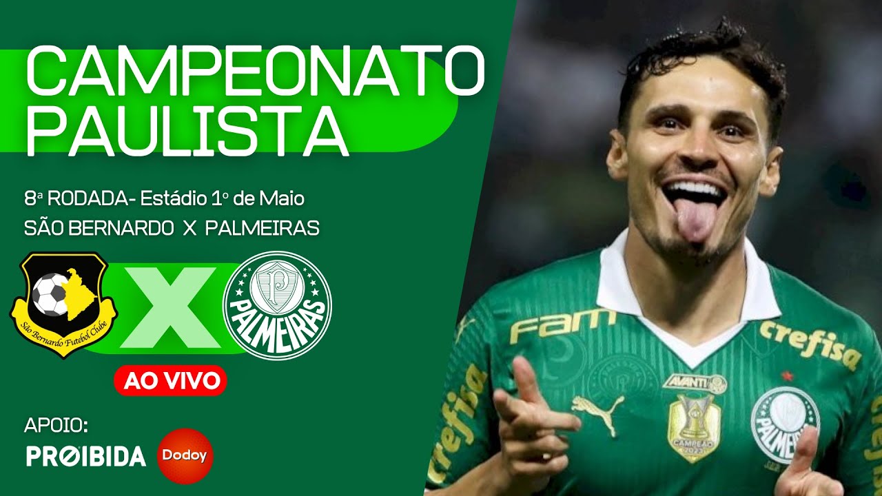 SÃO BERNARDO X PALMEIRAS | Jogo AO VIVO | Campeonato Paulista 2024 ...
