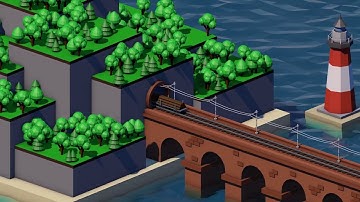 3D low poly island. Cinema 4D tutorial animation.