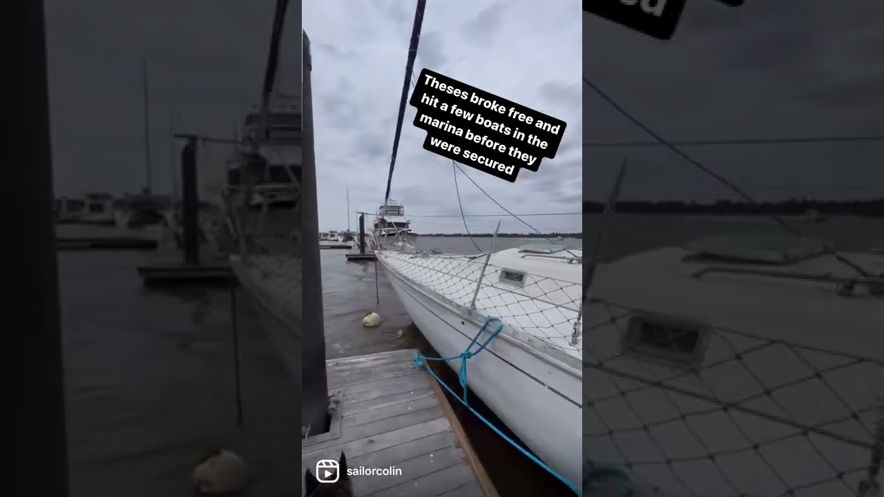 2x sailboats dragged anchor and hitt a few marina boats before being secured. #ian #hurricane