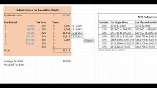 Calculating Federal Income Taxes Using Excel | 2023 Tax Brackets screenshot 5