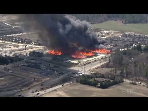 Huge fire at housing development in Vaughan, Ontario | HELICOPTER FOOTAGE