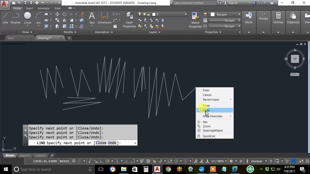 1B AutoCAD 2016 Intro Line Options Undo and Close - YouTube