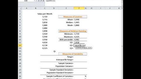 Descriptive Statistics Using Formulas in Excel 2010 (and above)