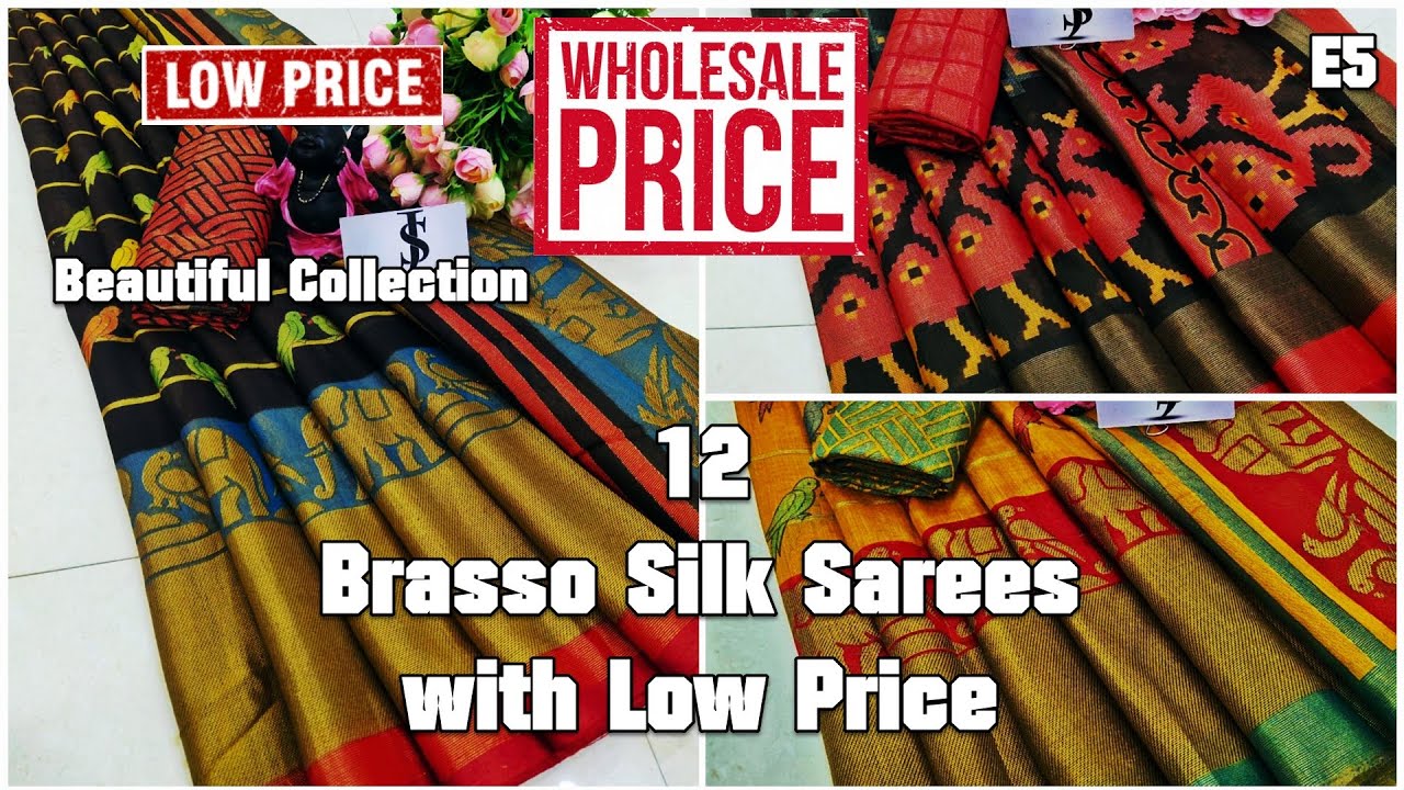 BRASSO SAREES WITH PRICE | BIRDS & PEACOCK PRINTS | BRASSO SAREES WHOLESALE PRICE