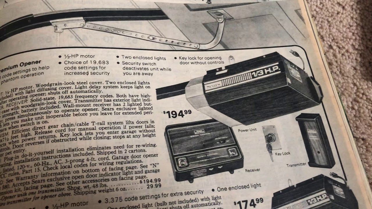 Garage door openers in sears catalogs. (More details in description