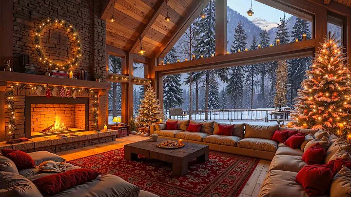 Cozy Christmas Ambience 🎄 Relaxing Christmas Jazz Instrumental Music & Crackling Fireplace Sounds 🔥