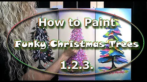 FUNKY CHRISTMAS TREES- Learn How to Draw and Paint with Acrylics - Easy Beginner Holiday Painting