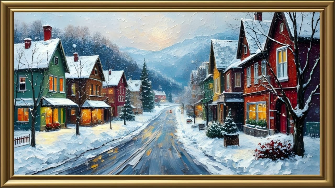 SNOW STREETS | FRAMED TV ART WALLPAPER SCREENSAVER BACKGROUND | 2 HRS