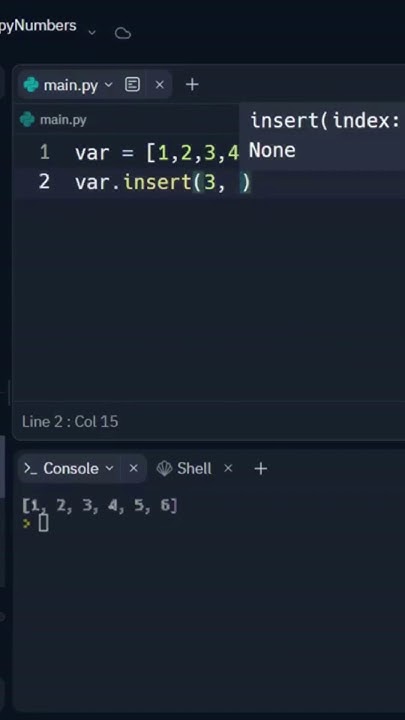 insert() method in python lists #shorts - YouTube