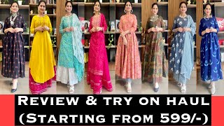  Kurta Bottom and Dupatta Haul Starts@599/-Review & Try on Haul of Premium Gulmohar Collection