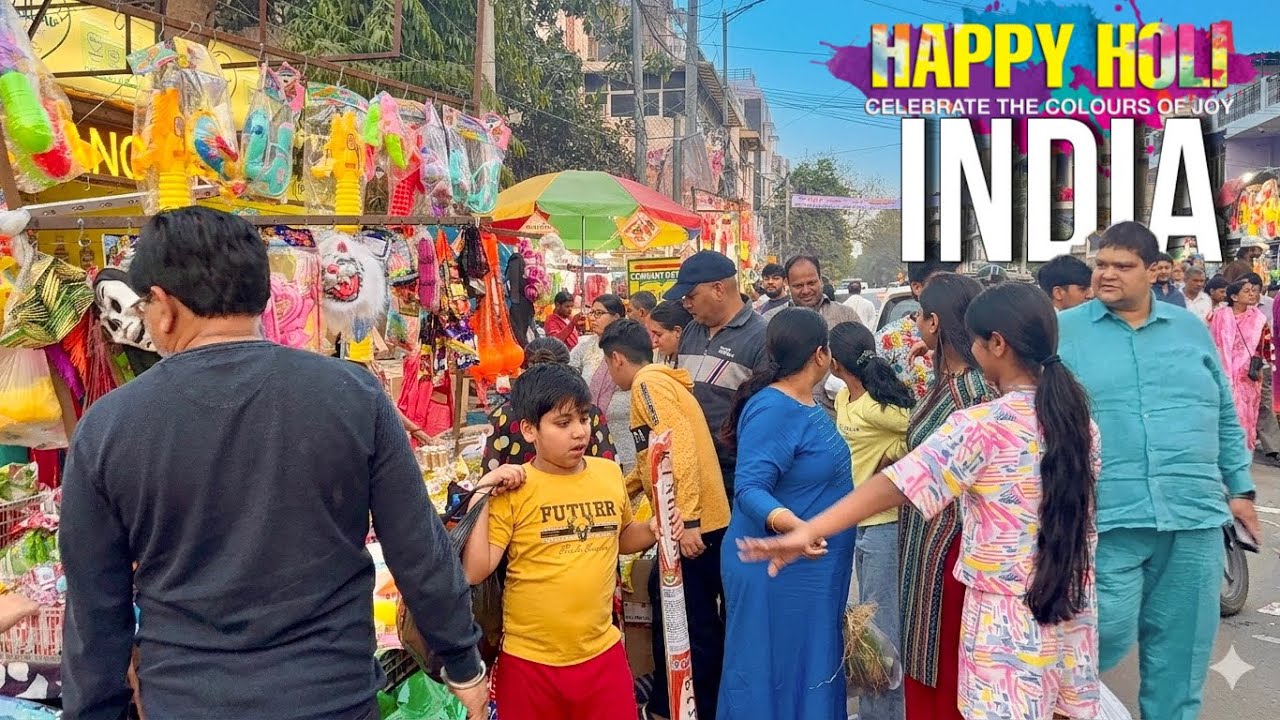 CRAZY HOLI Festive Market - Overcrowded Rush & Chaos Walk Tour | Rohini Sector-7 New Delhi