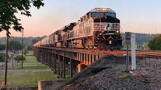 6,150 Feet Long RR Bridge, BEST POSSIBLE VIEW!  Train Horn Salutes & Wave!  CSX Welded Rail Train