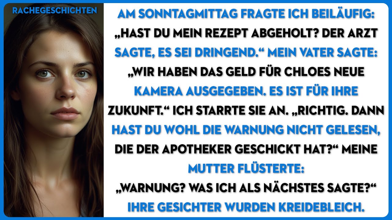 Am Sonntagmittag fragte ich beiläufig: „Hast du mein Rezept abgeholt? Der Arzt sagte,...“