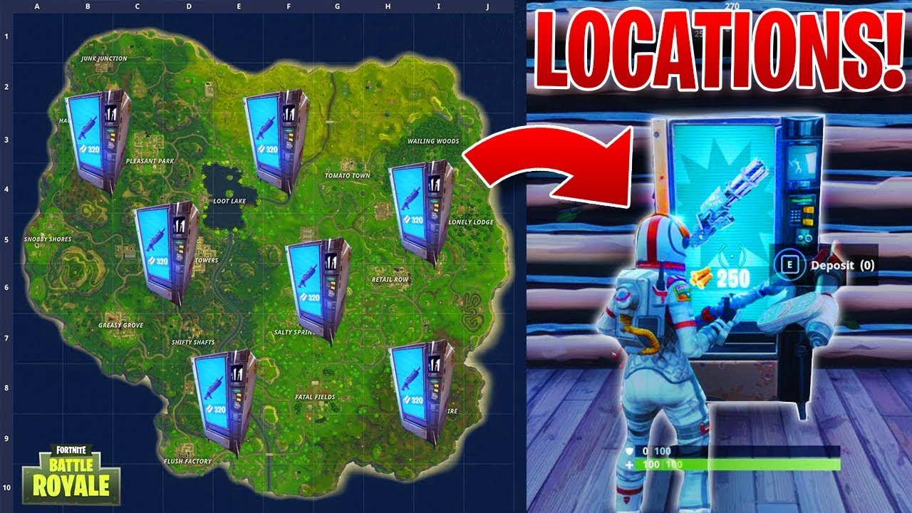 how to find secret vending machines in fortnite locations new vending machine update - all free vending machine locations fortnite