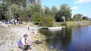 Italian flyfisher roll-cast at the Kvetonov lake Czech repub