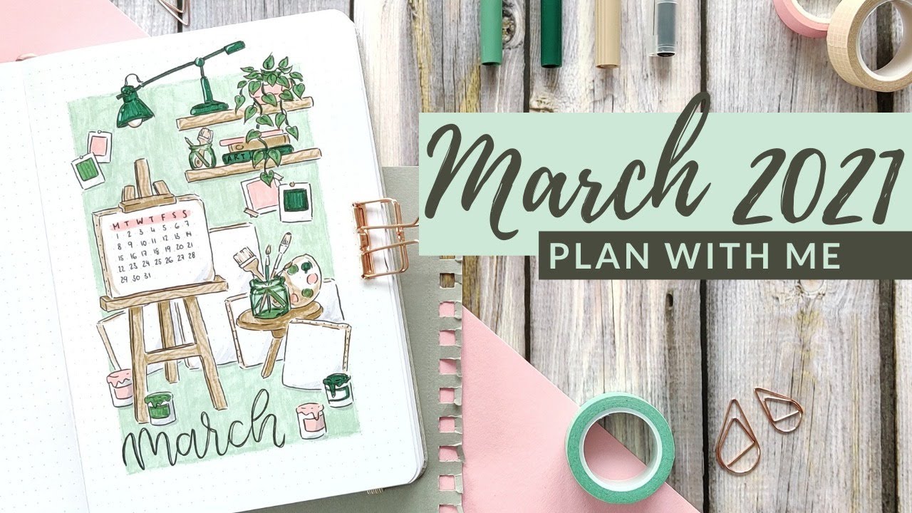 Plan With Me || March 2021 Bullet Journal Setup - YouTube