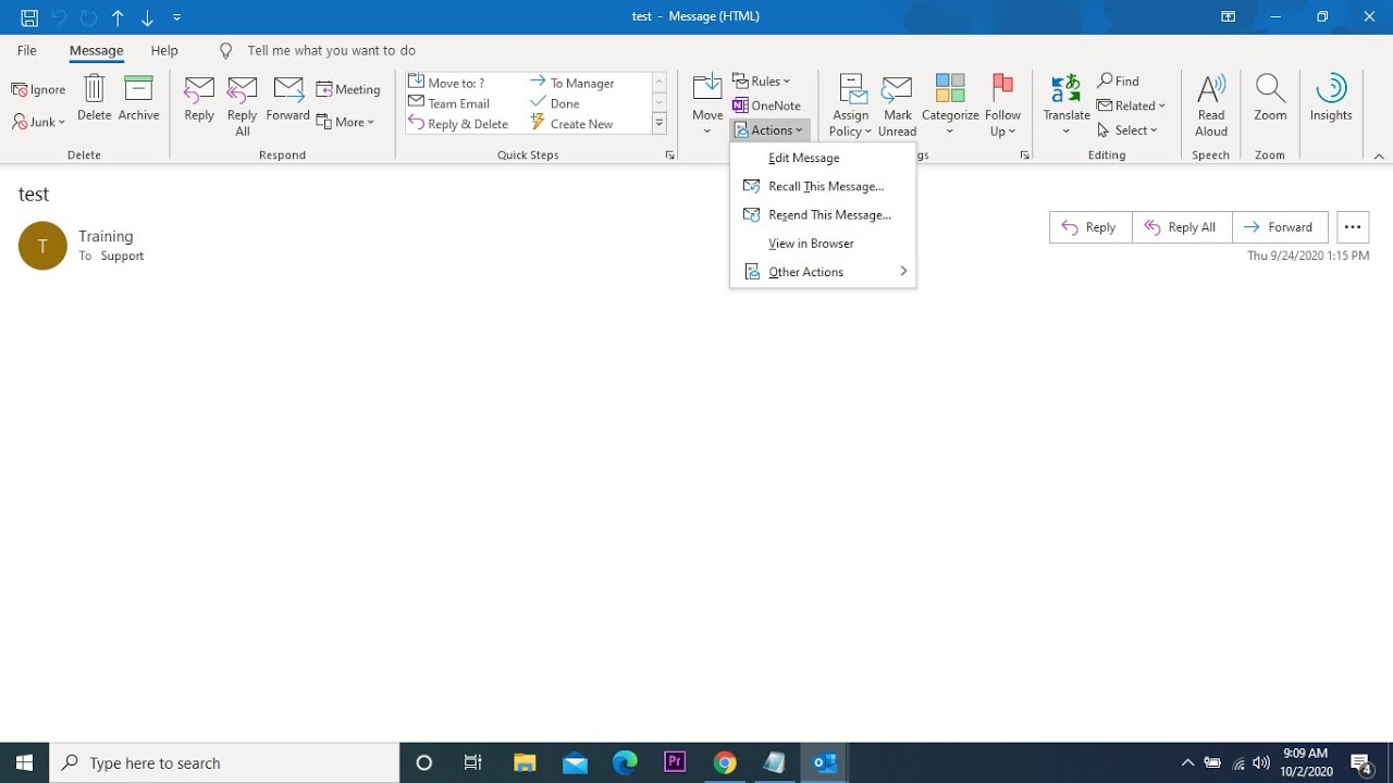 how to recall an email in outlook 2021