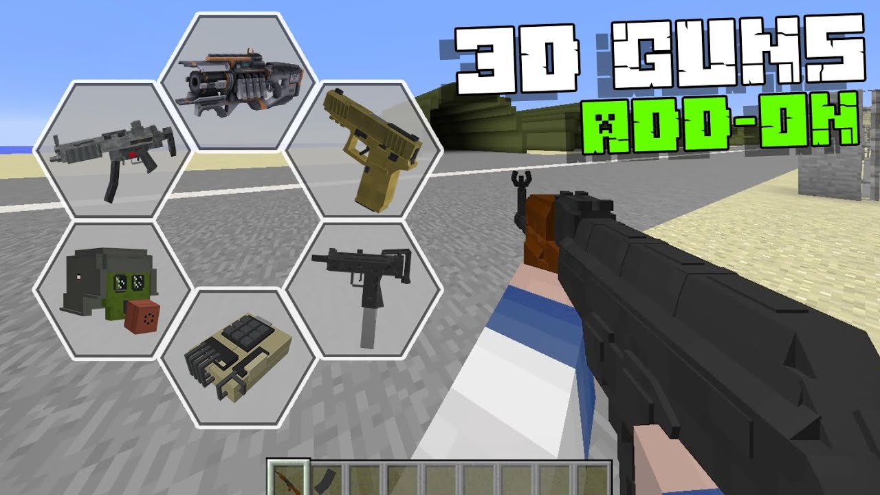 Realistic 3D guns ADDON in Minecraft PE - YouTube