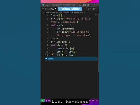 SIMPLE List Reverser #python #shorts - YouTube