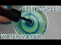 Bright Blue &amp; Green | Water Marble March 2019 #2 | DIY Nail Art Tutorial