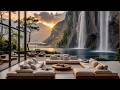 Soothing Jazz A Serene Waterfall Setting By The Forest Relaxing Jazz On A Luxury Summer Terrace 