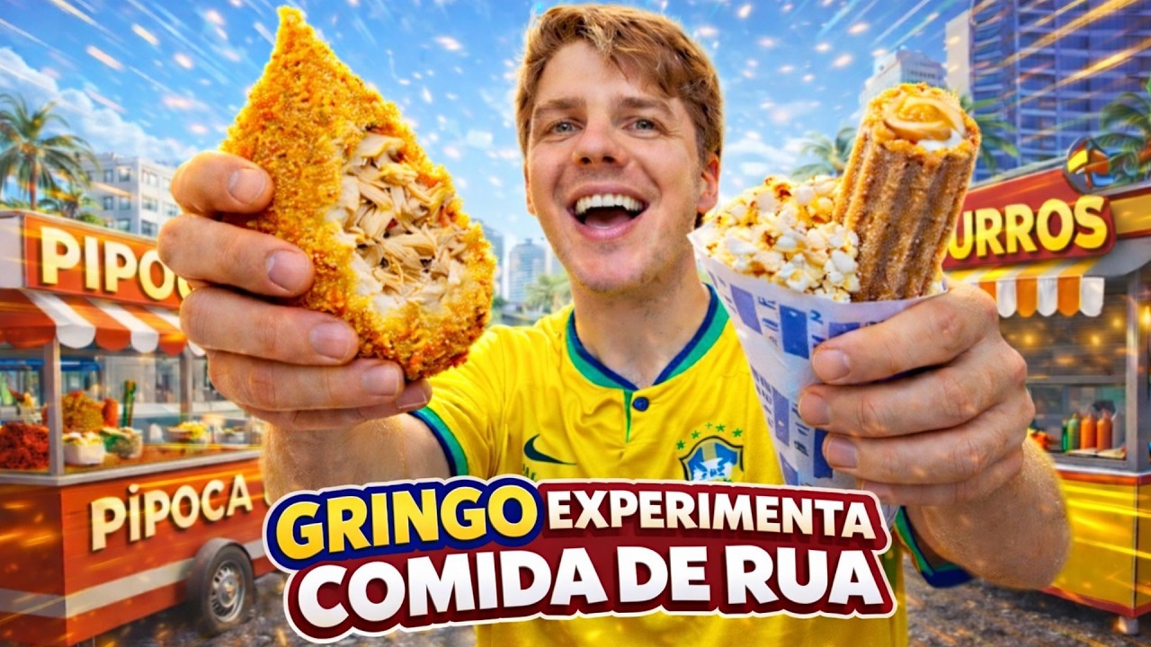 GRINGO EXPERIMENTA COMIDA DE RUA!