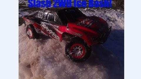 Traxxas Slash ice, snow, and jumps slow motion! Music video!