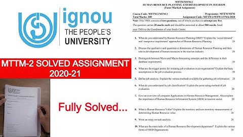 MTTM-2 SOLVED ASSIGNEMENT 2020-21 II MTTM/MTM ASSIGNMENT IGNOU 2020-21