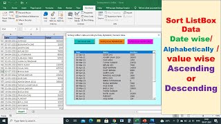 How to sort data in ListBox in excel vba  sort as alphabetically, date wise and numeric value wise