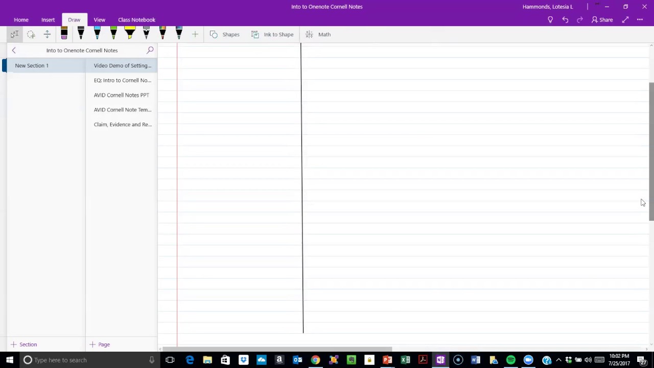 Copy of Cornell Note set-up in OneNote Inside Onenote Cornell Notes Template