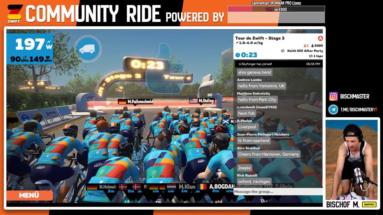 szene rostock Wednesday Community Ride I Tour de Zwift: Stage 3 I 'It´s not a race 😄