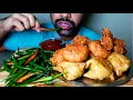 OH NO UNLIMITED SPICY GREEN CHILLI AND SAMOSA EATING SHOW ! SPICY FOOD |#HungryPiran